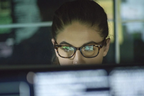 Woman looking to the computer