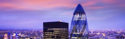 skyline di londra al tramonto