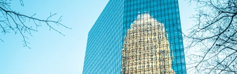 Architecture, Blue, Building Exterior, Built Structure, Business, Business Finance and Industry, City, City Life, Cityscape, Colour Image, Corporate Business, Day, District, Downtown District, Facade, Famous Place, Finance, Finance and Economy, Futuristic, Glass - Material, High Street, Modern, No People, Office Block Exterior, Outdoors, Photography, Reflection, Sky, Skyscraper, Steel, Street, Tall - High, Tourism, Tower, Travel, Travel Destinations, USA, Urban Skyline, Vertical, Window,