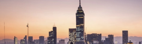 Torre Latinoamericana (Latin-American Tower) stands over its central location in Mexico City. The skyscraper has become a landmark because when it was built in 1956 it was Mexico City's tallest building and also withstood the 1985 Mexico City earthquake.