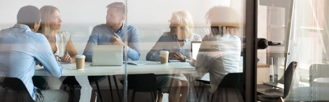 Business people negotiating at boardroom behind closed doors - consulting - diversity - Meeting Office Business Teamwork Working Advice Board Room Occupation Discussion Corporate Business People Cooperation Leadership Organised Group Marketing Manager Partnership