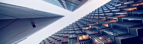 looking up at buildings in London
