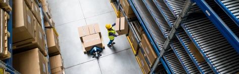 An image of a staff member in a distribution warehouse 