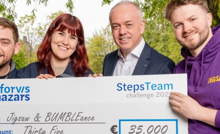 Steps Team Challege charity cheque presentation