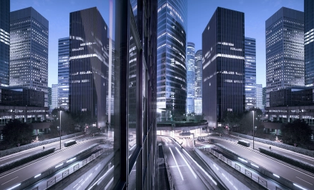 Auditoria e asseguração. Vista de prédios em La Defense, Paris, França.