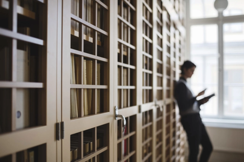 Woman in library