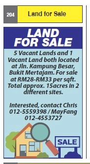 Assets for Sale (Bkt Mertajam)