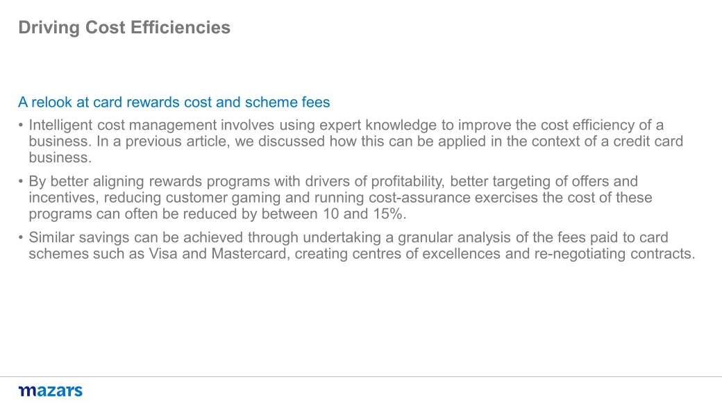 Driving cost efficiencies