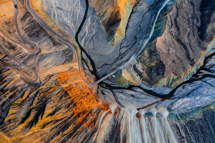 Aerial image of a canyon