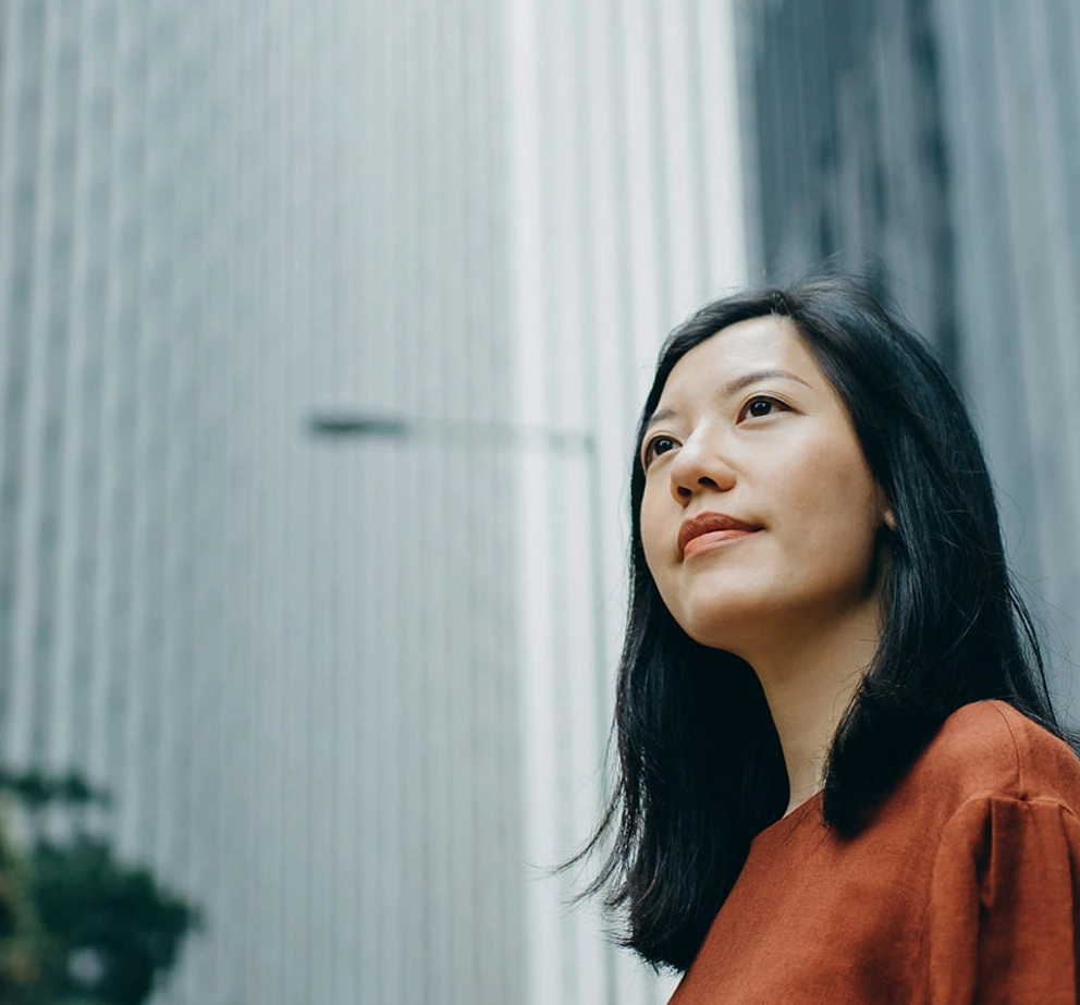 woman standing in the city